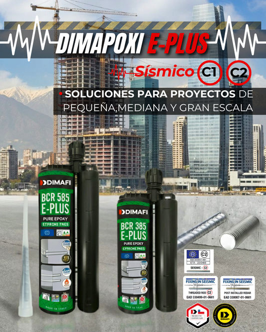DIMAPOXI E-PLUS: Anclaje químico epóxico sísmico C1 C2 para hormigón